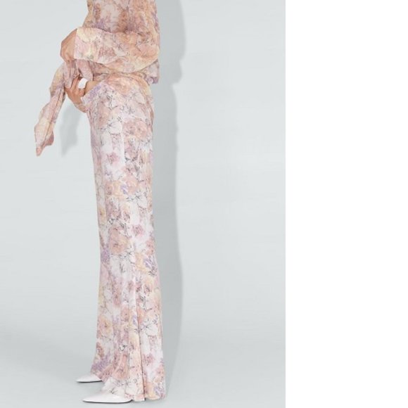 Zara pastel floral print flare pants, NWOT, M - Picture 3 of 15